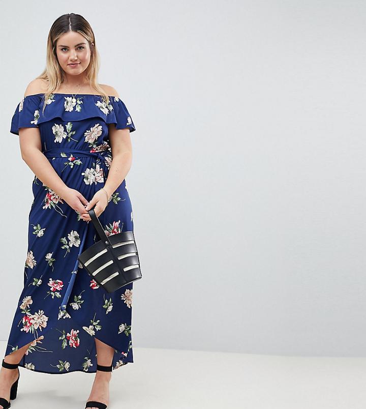 Influence Plus Floral Off Shoulder Maxi Dress - Black