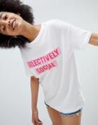 Bershka Selectively Social Tee In White - White