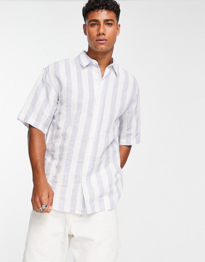 Pull & Bear Blurry Striped Shirt In White