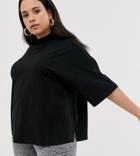 Asos Design Curve High Neck Short Sleeve T-shirt In Black
