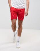 Asos Slim Chino Shorts In Red - Red