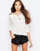 Pepe Jeans Embroidered Henley Top - 805oyster