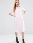 Asos Peter Pan Collar Smock Structured Dress - Pink