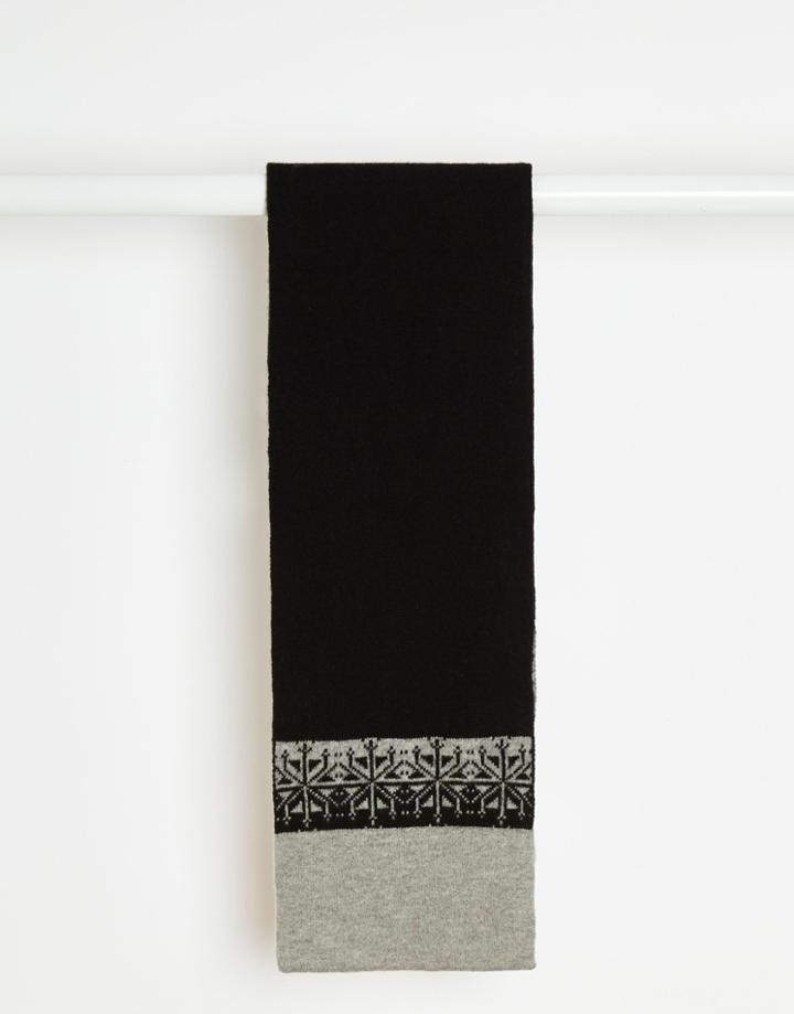 Asos Scarf In Gray And Black Lambswool With Snowflake Design - Gray