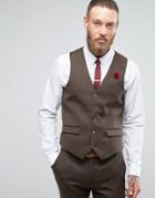 Harry Brown Wool Herringbone Vest - Brown