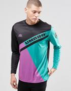 Umbro Long Sleeve T-shirt In Retro Print - Black