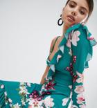 Boohoo One Shoulder Floral Midi Dress - Multi