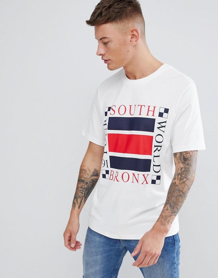 Pull & Bear T-shirt With South Bronx Print In White - White