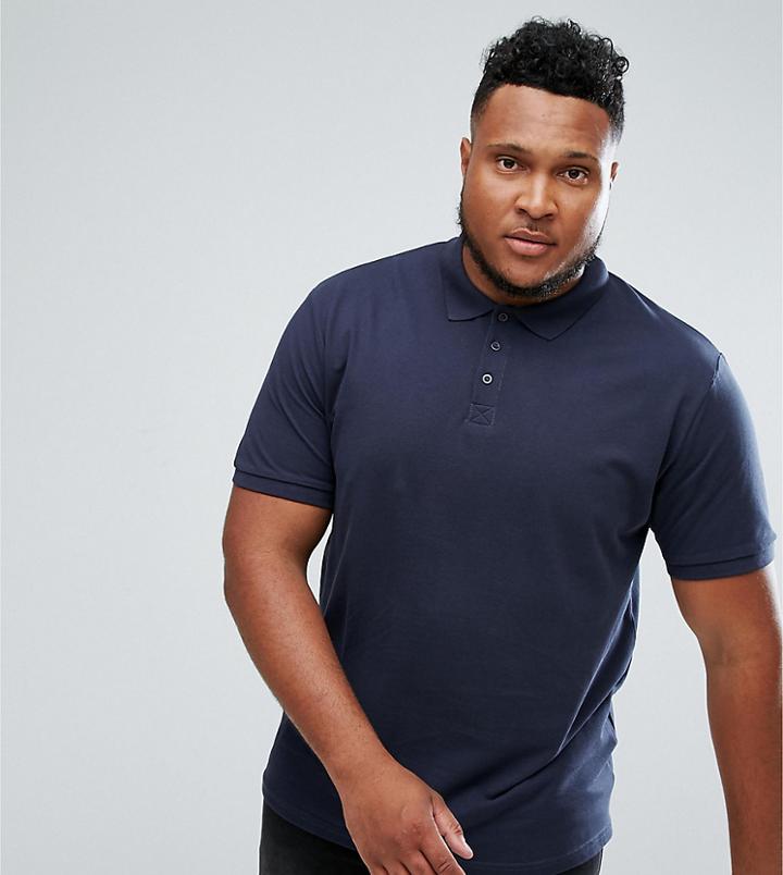 Only & Sons Plus Polo Shirt In Slim Fit - Navy