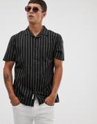 Bellfield Regular Fit Shirt In Black Stripe - Black