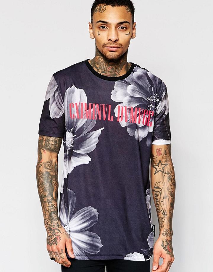 Criminal Damage Flower T-shirt - Black