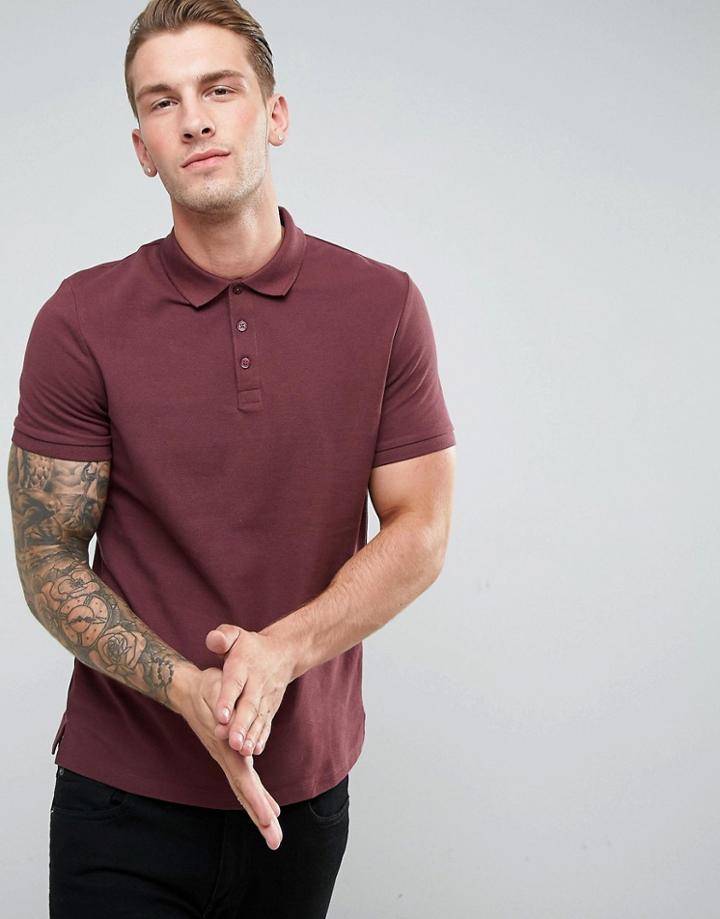Asos Pique Polo - Red