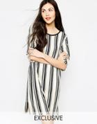 Monki Stripe T-shirt Dress - Black