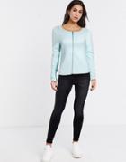 Vila Zip Front Blazer In Blue-blues