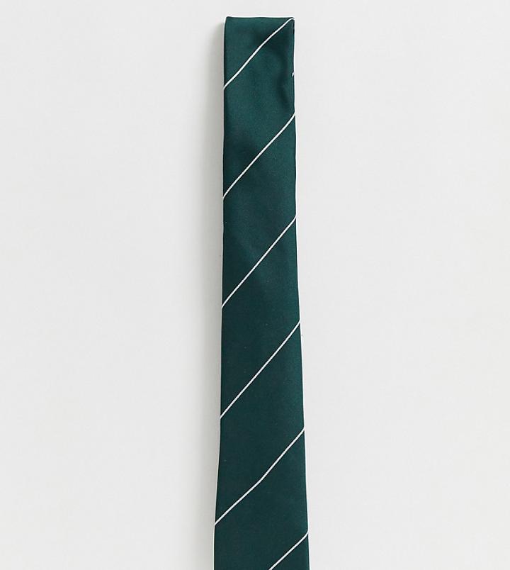 Asos Design Slim Tie In Green With Stripe Detail