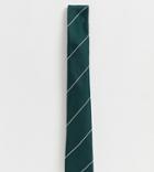 Asos Design Slim Tie In Green With Stripe Detail