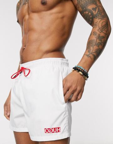 Hugo Haiti Logo Swim Shorts In White