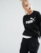 Puma Crew Neck Sweatshirt With Classic Logo - Cotton Black