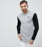 Siksilk Muscle Long Sleeve Top In Gray With Contrast Sleeves Exclusive To Asos - Gray