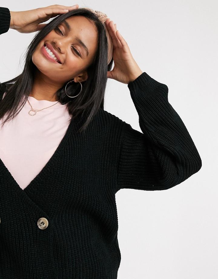 In The Style X Lorna Luxe Copenhagen Double-breasted Knitted Cardigan In Black