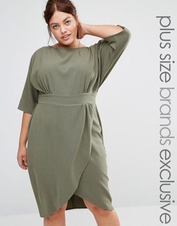 Closet Plus Wrap Front Dress - Green