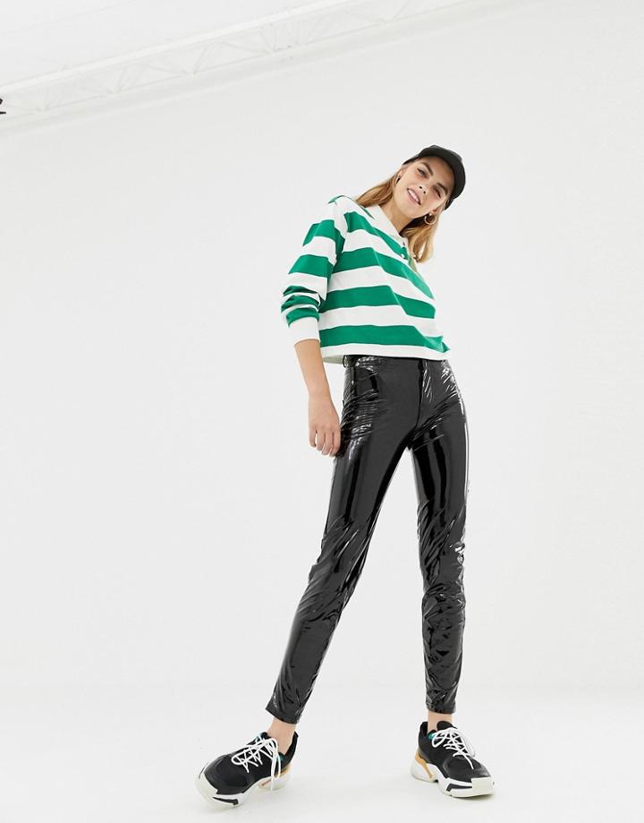 Pull & Bear Vinyl Skinny Pants - Black