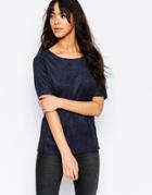 Minimum Boxy Top With Perforated Side Detail - Twillight Blue