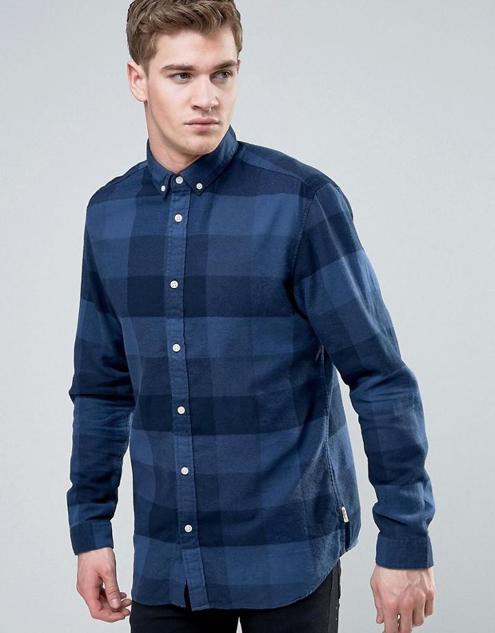 Jack & Jones Originals Shirt In Slim Fit Check Cotton - Navy