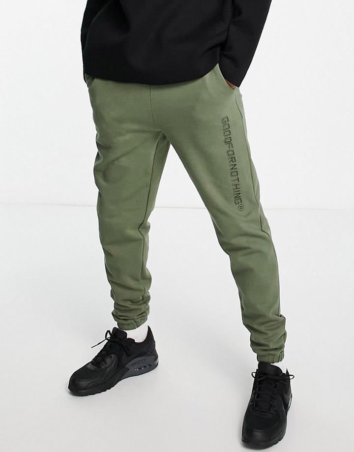 Good For Nothing Sweatpants In Sage Green With Logo Print - Part Of A Set
