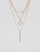 Ashiana Multi Layered Necklaces With Bar Drop Detail - Gold