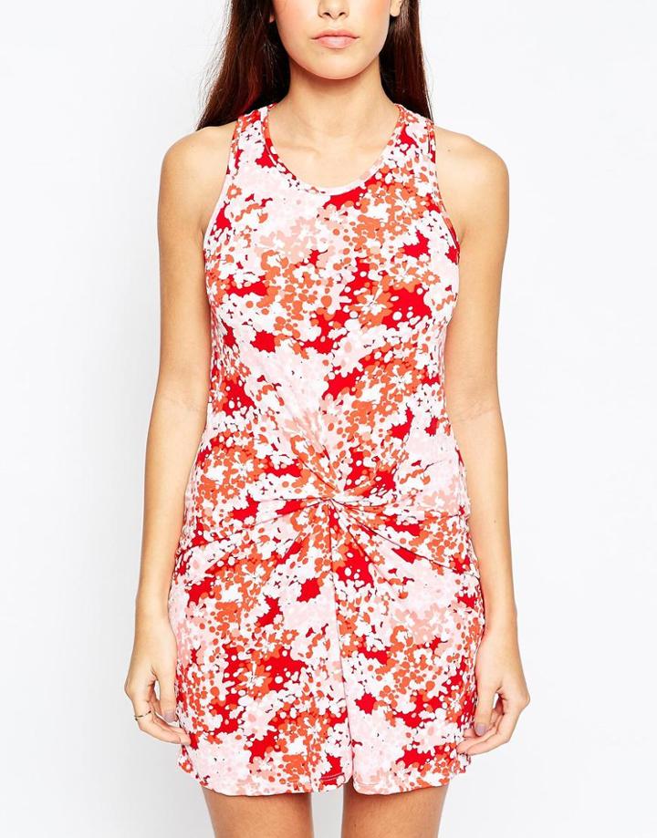 Wal G Mini Dress With Twist Front In Blossom Print - Red