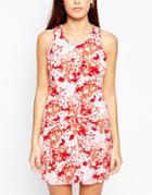 Wal G Mini Dress With Twist Front In Blossom Print - Red