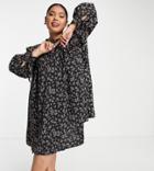 Urban Threads Plus Floral Mini Smock Dress-black