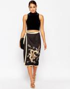 Asos Embroidered Wrap Skirt - Black