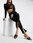 Fashionkilla Fitted Sweatpants With Slit In Black