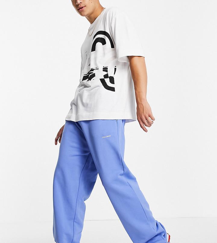Collusion Wide Leg Sweatpants In Blue - Part Of A Set-blues