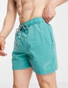 Pull & Bear Swim Shorts In Washed Green