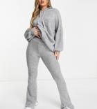 Asyou Knitted Flare Pant In Gray-white