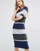 Adpt Stripe Knit Midi Dress - Multi