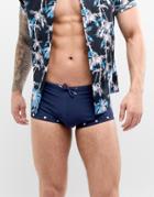 Asos Design Tall Two-piece Swim Short With Bright Floral Print In Mid Length - Navy