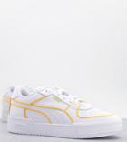 Puma Ca Pro Neon Pipe Sneakers In White And Orange - Exclusive To Asos