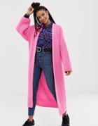Collusion Longline Cardigan In Pink - Pink