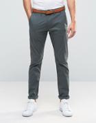 Selected Homme Slim Fit Belted Chinos - Gray