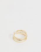 Asos Design Triple Row Ring With Twisted Band In Gold Tone - Gold