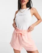 Asos Design Hourglass High Waisted Legging Shorts With Deep Waist Band In Apricot-orange