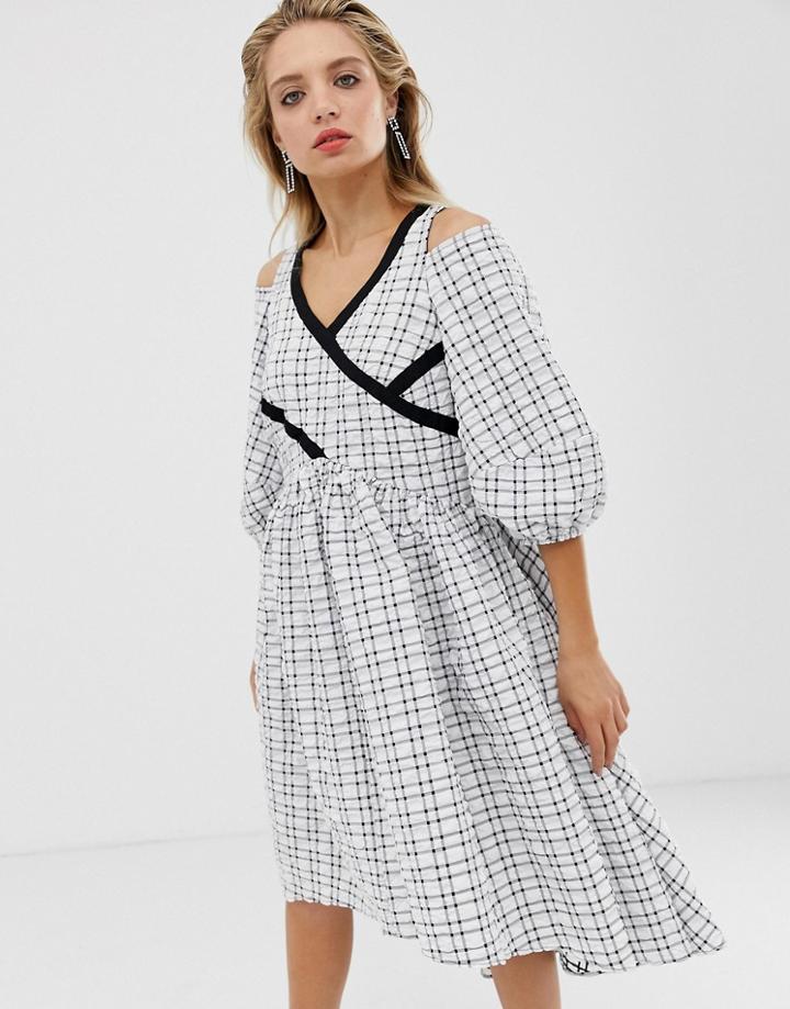 Asos White Waffle Smock Dress - White