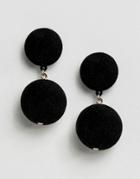 Asos Double Drop Velvet Earrings - Black