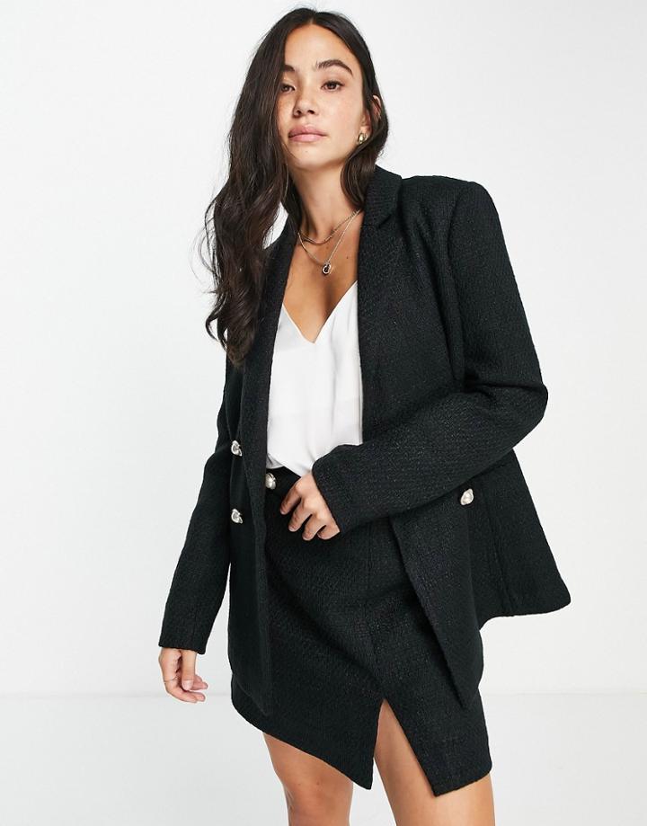 Miss Selfridge Textured Boucle Blazer In Black