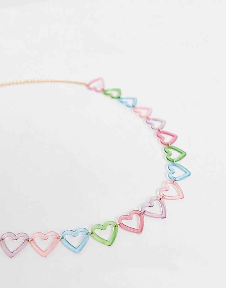Asos Design Multi Heart Chain Waist And Hip Belt In Gold