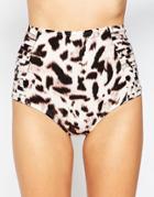 Vince Camuto Leopard Print High Waist Bikini Bottoms - Ebony 002